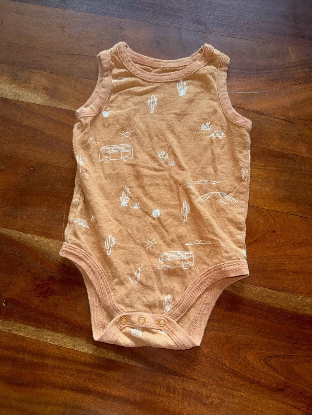 Sleeveless‎ Peach Desert-Print Baby Bodysuit